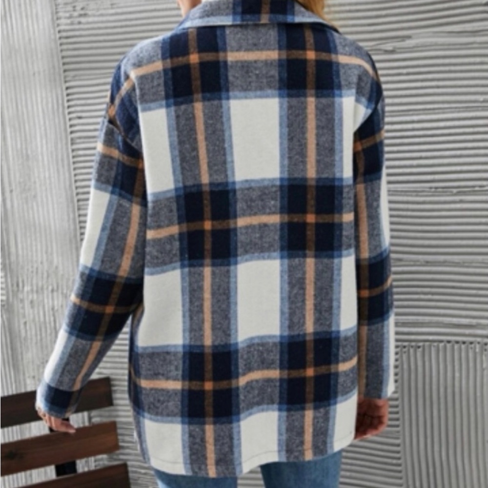 Bohemian Plaid Button Down Jacket / Overcoat - Picture 3 of 5
